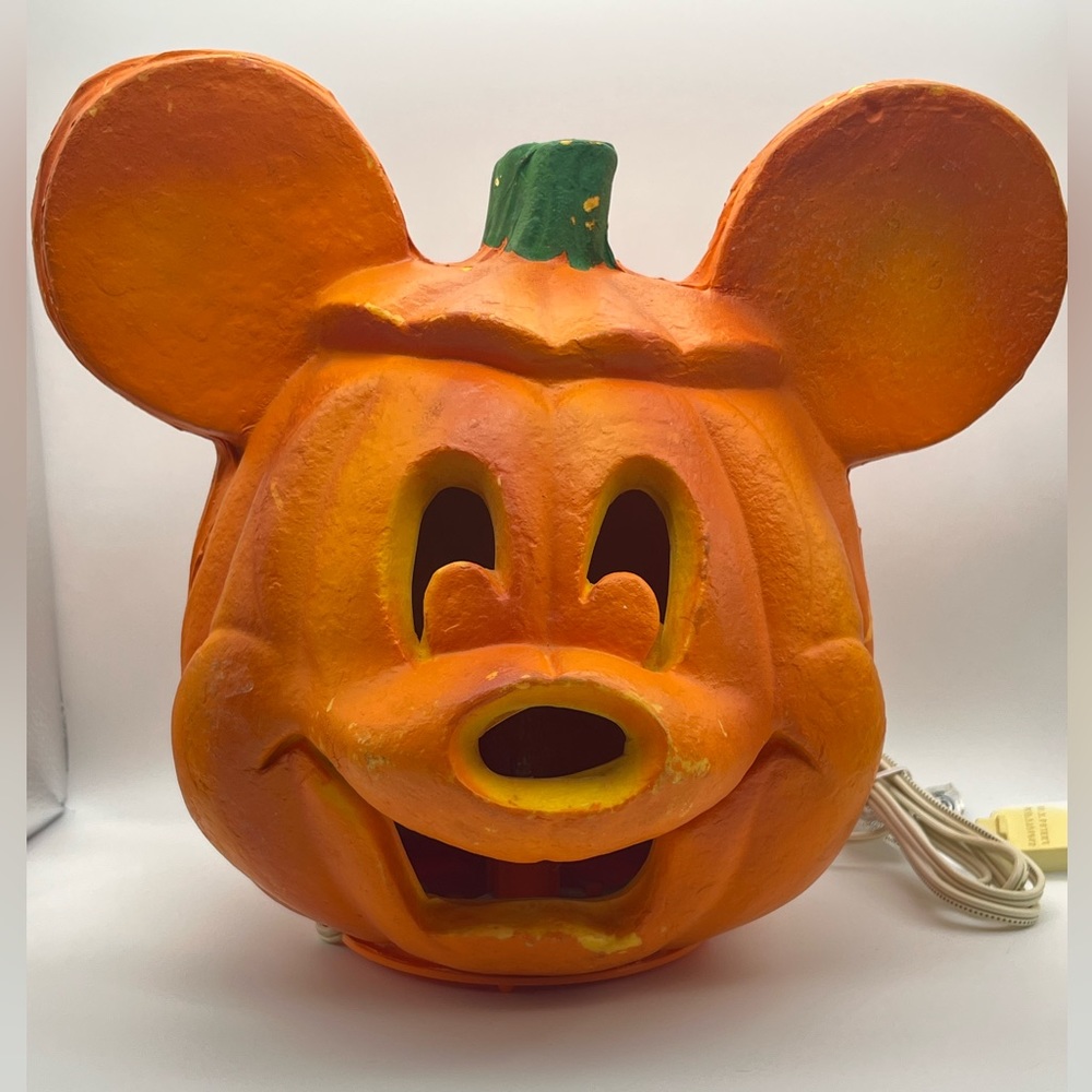Vintage Disney Mickey Mouse Light Up Pumpkin Jack O'Lantern 1996 Halloween WORKS